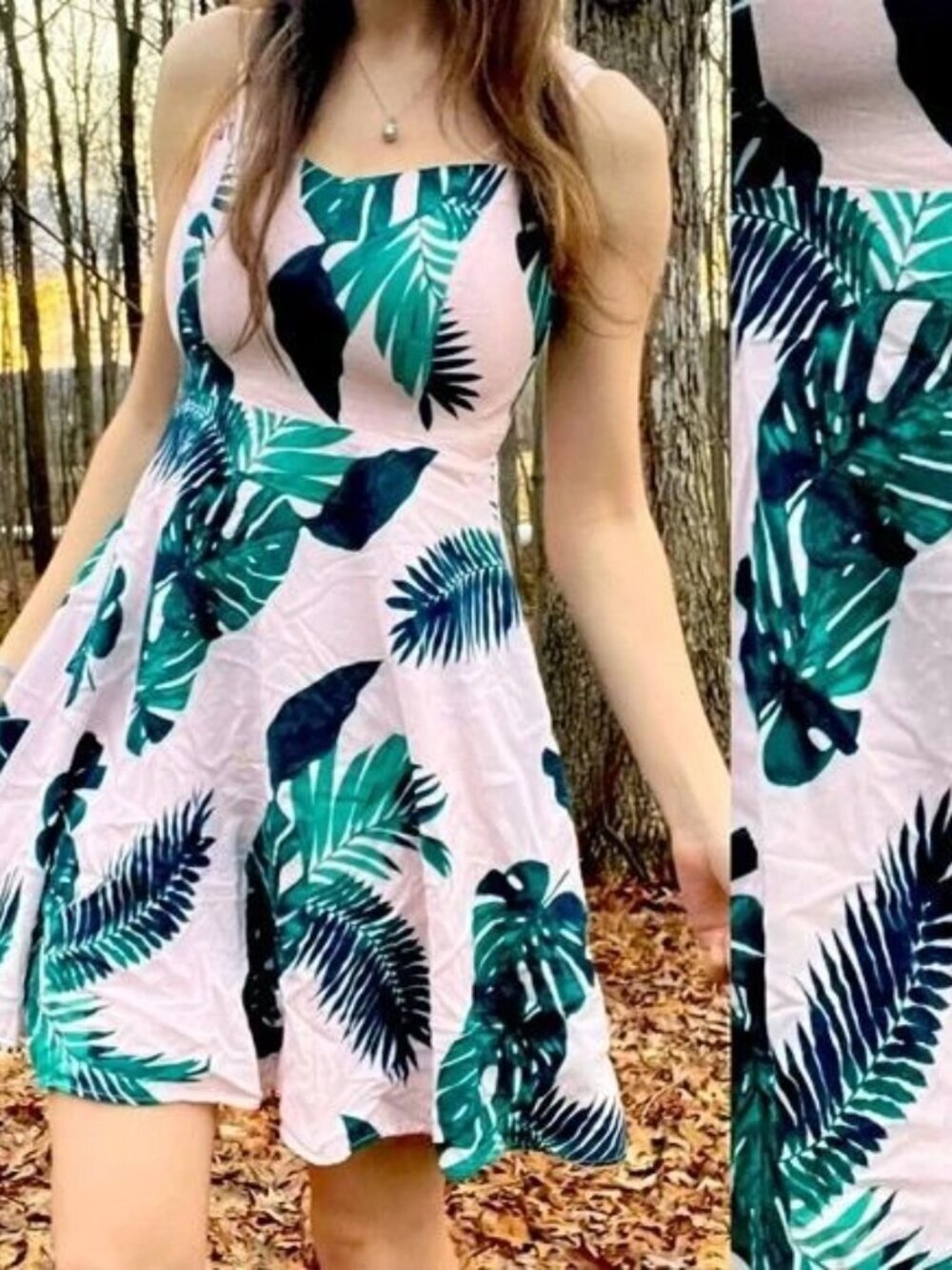 Old Navy Blush Pink Green Hawaiian Summer Cami Dress Women Size XL Tall